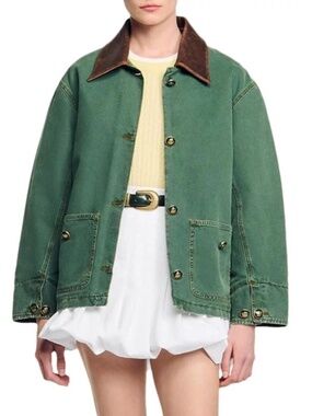 SANDRO Workwear Green Jacket 34/2 XS Small NWT